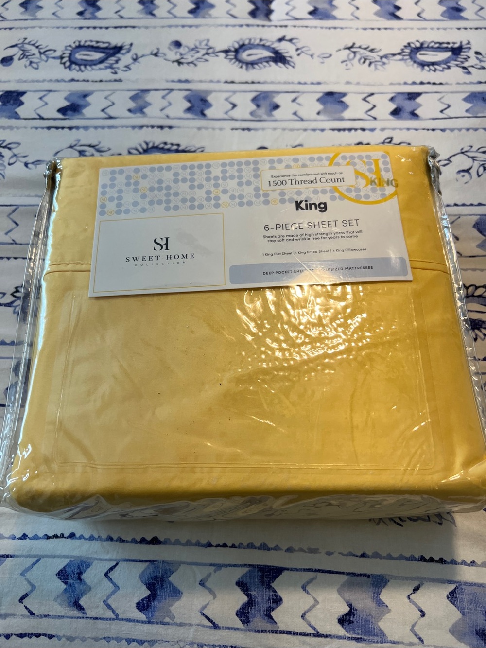 Sweet Home King 6-Piece Sheet Set in Yellow - 1500 Thread Count